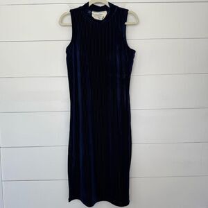 California Moonrise Women’s XS Blue Ribbed Turtleneck Dress